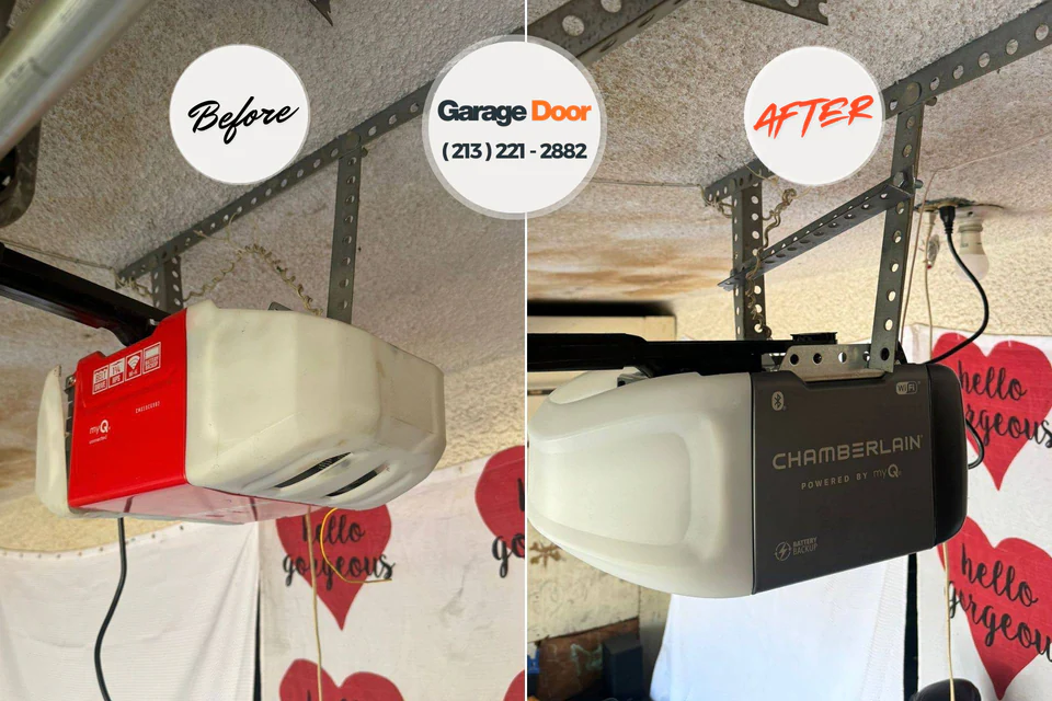 Before and after: garage door repair North Hills, NY